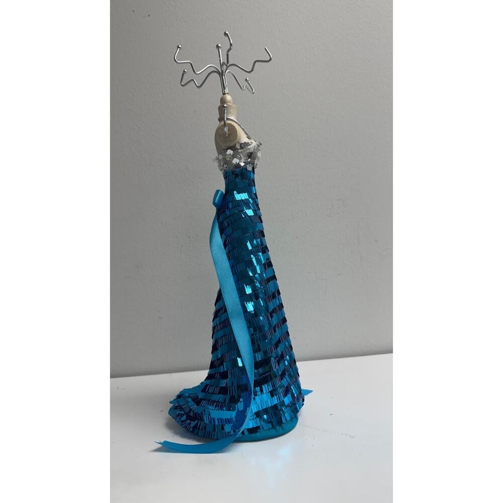Blue Sequin Dress Mannequin Jewelry Holder – Glamorous Jewelry Organizer - Picture 5 of 5